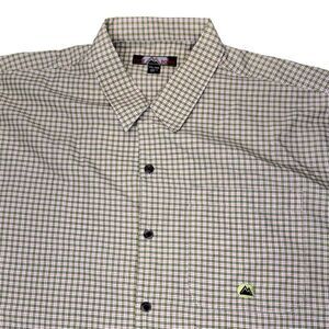 Vintage First Down Sz XXL Biggie Shirt Green Orange Plaid Short Sleeve Button